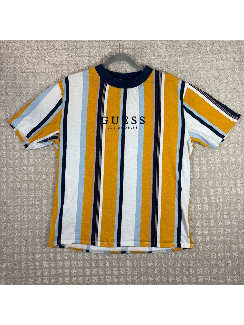Guess Originals Striped T Shirt Small Yellow Blue